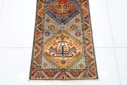 60 x 203 cm | Kazak Afghan Tribal Hand Knotted Wool Runner
