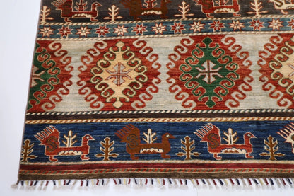 196 x 299 cm | Striped Afghan Tribal Hand Knotted Carpet