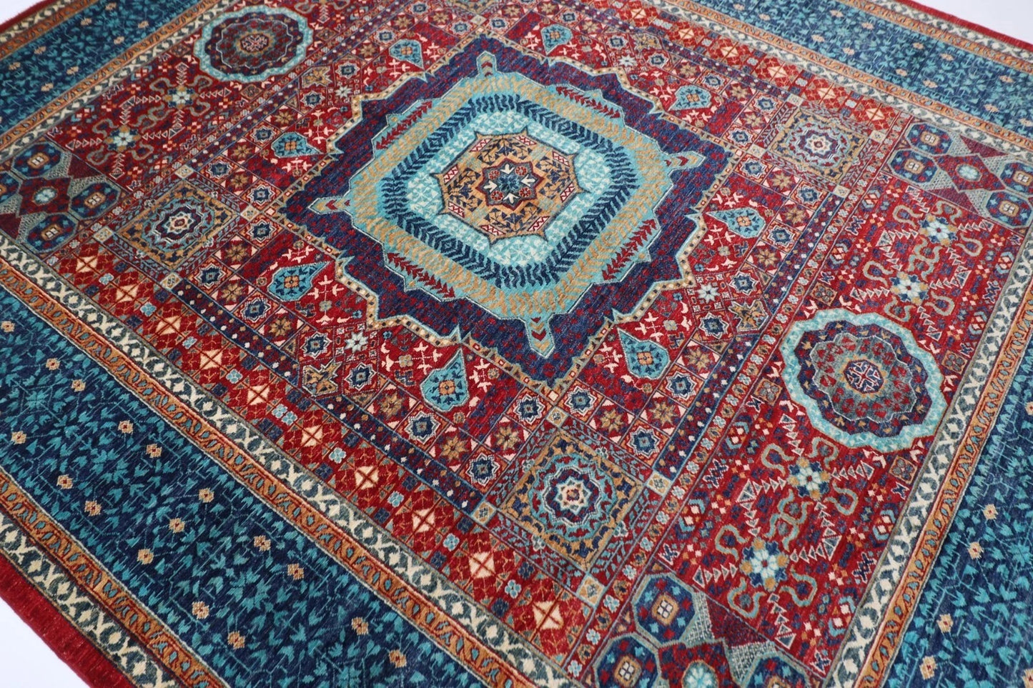 249 x 294 cm | Mamluk Afghan Tribal Hand Knotted Carpet