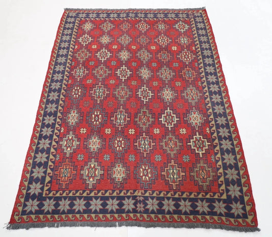 136 x 181 cm | Sumak Tribal Hand Knotted Veg Dye Wool Kilim