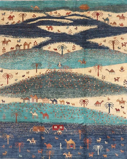 247 x 293 cm | Landscape Afghan Tribal Hand Knotted Carpet