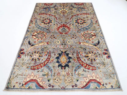 173 x 239 cm | Sickle Leaf Afghan Tribal Hand Knotted Veg Dye Wool Carpet