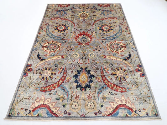 173 x 239 cm | Sickle Leaf Afghan Tribal Hand Knotted Veg Dye Wool Carpet