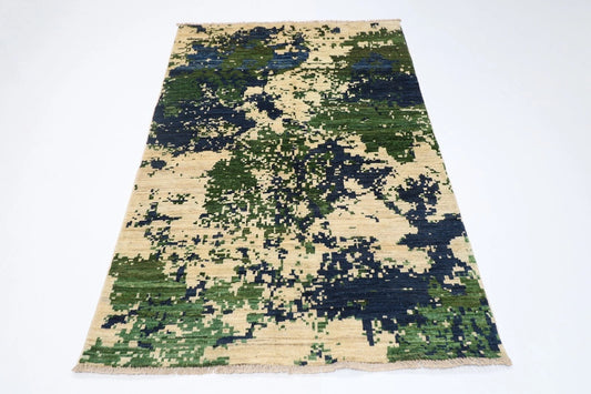 118 x 179 cm | Abstract Afghan Tribal Hand Knotted Veg Dye Wool carpet