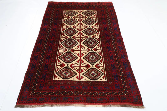 136 x 200 cm | Baluchi Afghan Tribal Hand Knotted Veg Dye Wool carpet