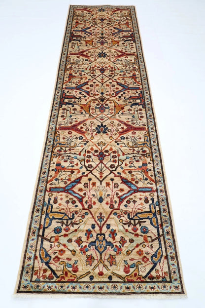 83 x 300 cm | Bidjar Beige Afghan Tribal Hand Knotted Wool Runner