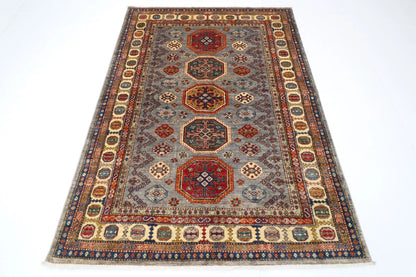 150 x 208 cm | Kazak Afghan Tribal Hand Knotted Veg Dye Wool carpet