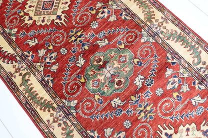 97 x 583 cm | Kazak Red Afghan Tribal Hand Knotted Wool Runner