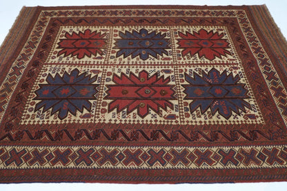 188 x 266 cm | Barjesta Flat Weaved Afghan Tribal Hand Knotted Wool Carpet kilim