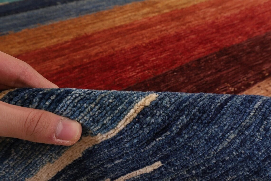 200 x 308 cm | Striped Gabbeh Afghan Tribal Hand Knotted Carpet