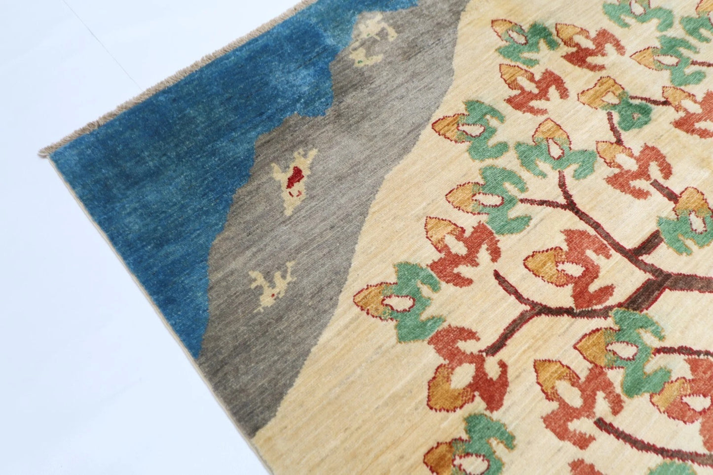 173 x 240 cm | Tree Afghan Tribal Hand Knotted Veg Dye Wool Carpet