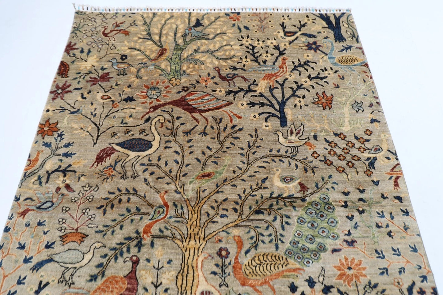 151 x 204 cm | Birds Afghan Tribal Hand Knotted Veg Dye Wool carpet