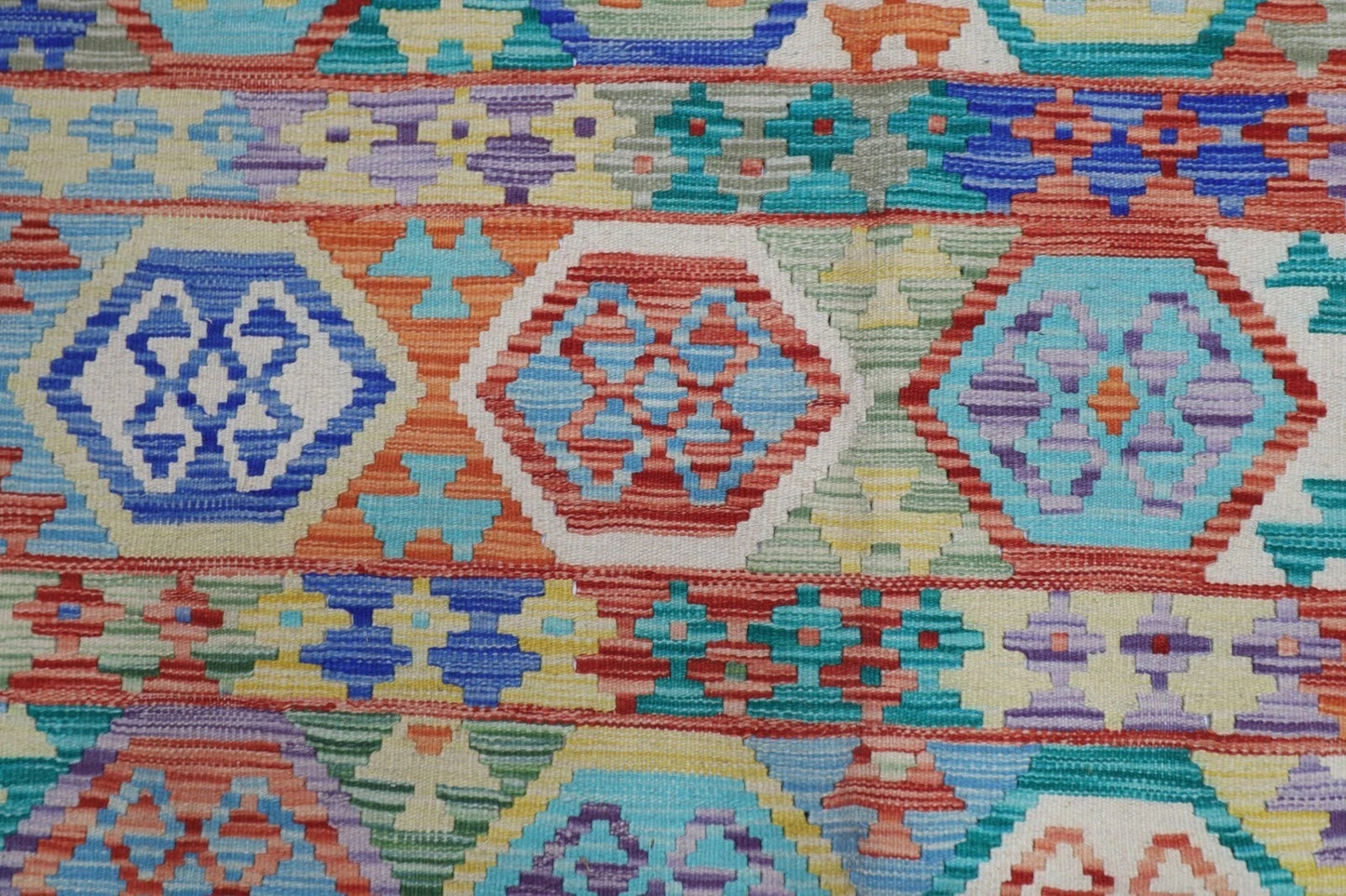 187 x 244 cm | Flat Weaved Afghan Tribal Hand Knotted Veg Dye Wool Carpet