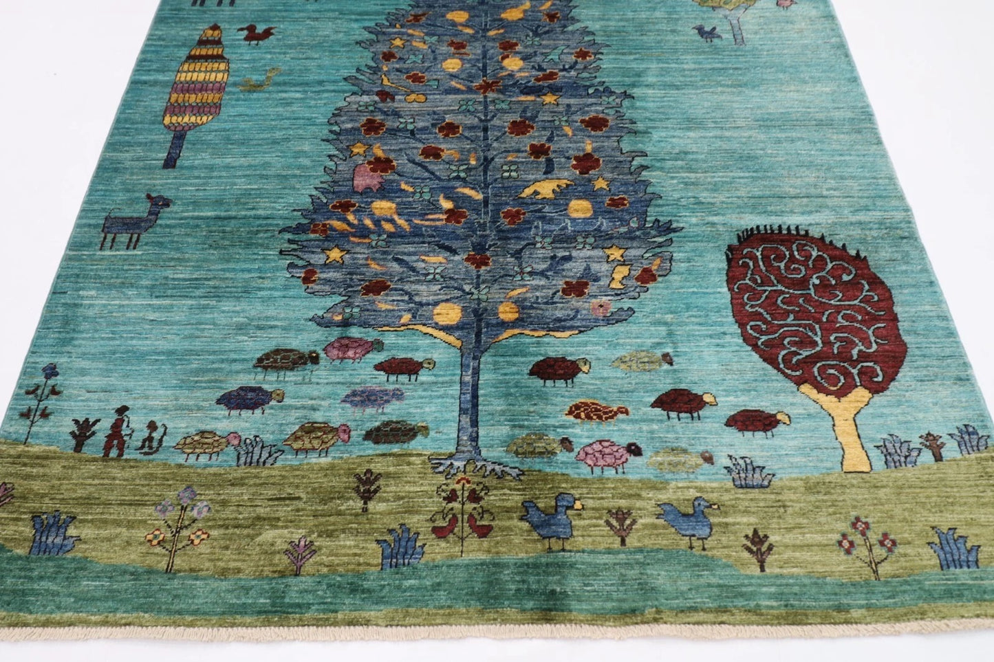 173 x 236 cm | Afghan Tribal Hand Knotted Veg Dye Wool Carpet