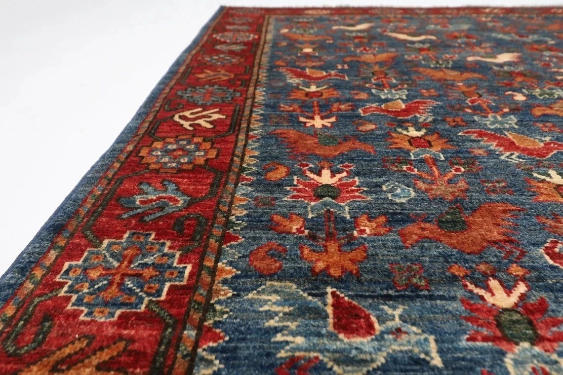 150 x 200 cm | Navy Afghan Tribal Hand Knotted Veg Dye Wool carpet