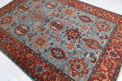 192 x 267 cm | Waziri Blue Afghan Tribal Hand Knotted Veg Dye Wool Carpet