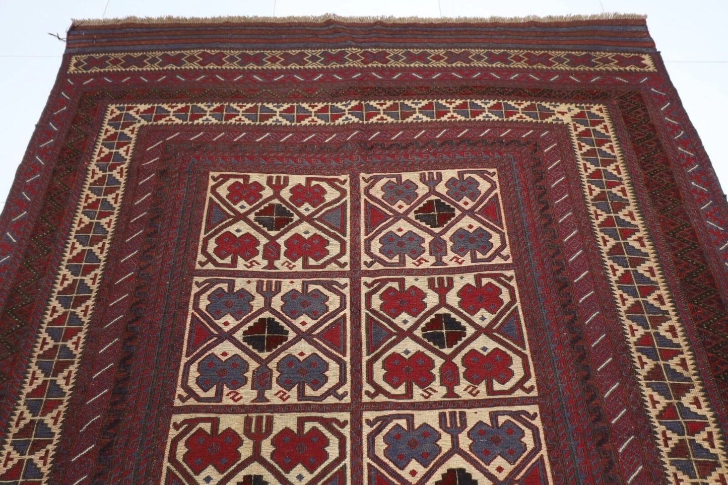 204 x 283 cm | Vintage Flat Weaved Kilim Afghan Tribal Hand Knotted Carpet