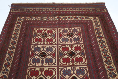 204 x 283 cm | Vintage Flat Weaved Kilim Afghan Tribal Hand Knotted Carpet