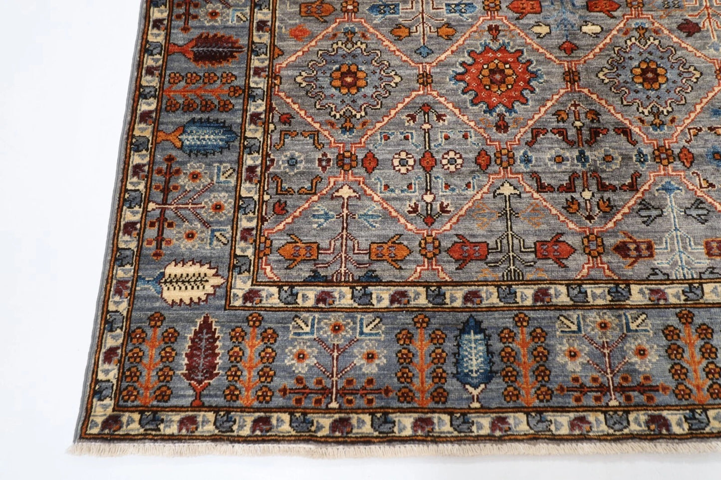 158 x 244 cm | Aryana Afghan Tribal Hand Knotted Veg Dye Wool Carpet