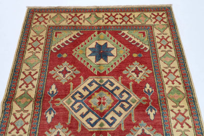145 x 184 cm | Kazak Tribal Hand Knotted Veg Dye Wool Carpet