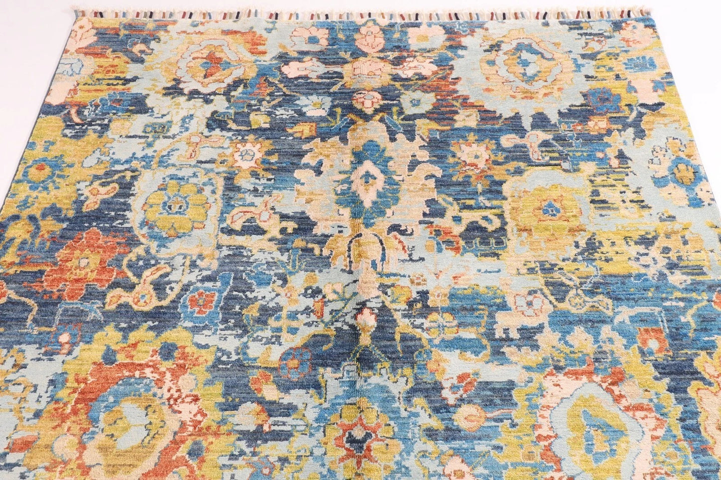 155 x 198 cm | Abstract Afghan Tribal Hand Knotted Veg Dye Wool Carpet