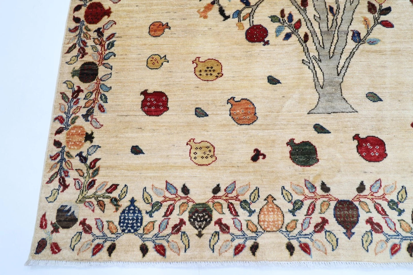 180 x 250 cm | Beige Afghan Tribal Hand Knotted Veg Dye Wool Carpet