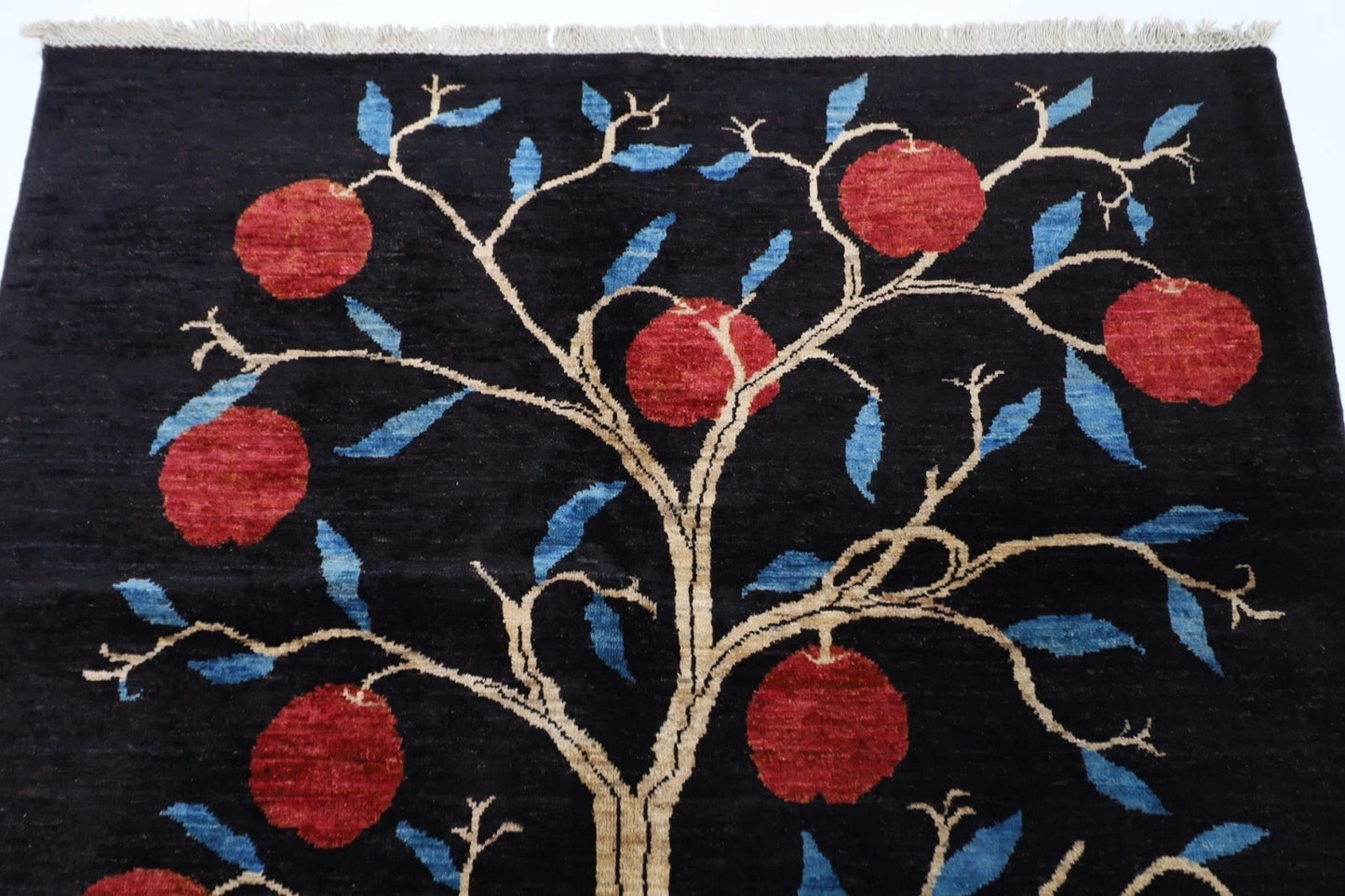 162 x 216 cm | Pomegranate Afghan Tribal Hand Knotted Veg Dye Wool Carpet