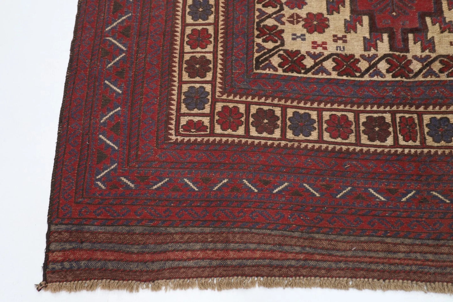 190 x 248 cm | Vintage Kilim Afghan Tribal Hand Knotted Veg Dye Wool Carpet