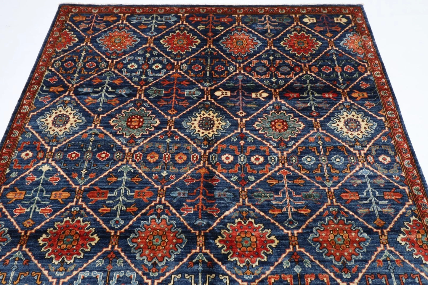 180 x 274 cm |  Afghan Blue Tribal Hand Knotted Veg Dye Wool carpet
