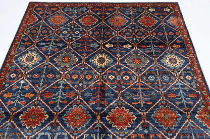 180 x 274 cm |  Afghan Blue Tribal Hand Knotted Veg Dye Wool carpet