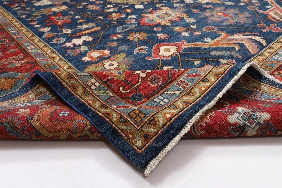 273 x 363 cm | Navy Afghan Tribal Hand Knotted Carpet
