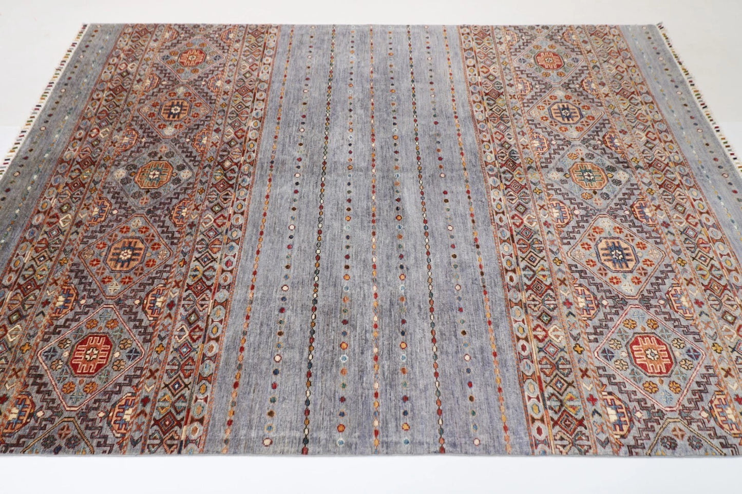 179 x 250 cm | Blueish Grey Afghan Tribal Hand Knotted Veg Dye Wool Carpet