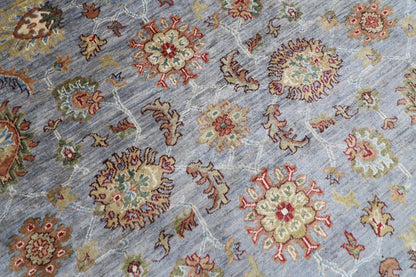 276 x 360 cm | Blueish Grey Afghan Tribal Hand Knotted Carpet