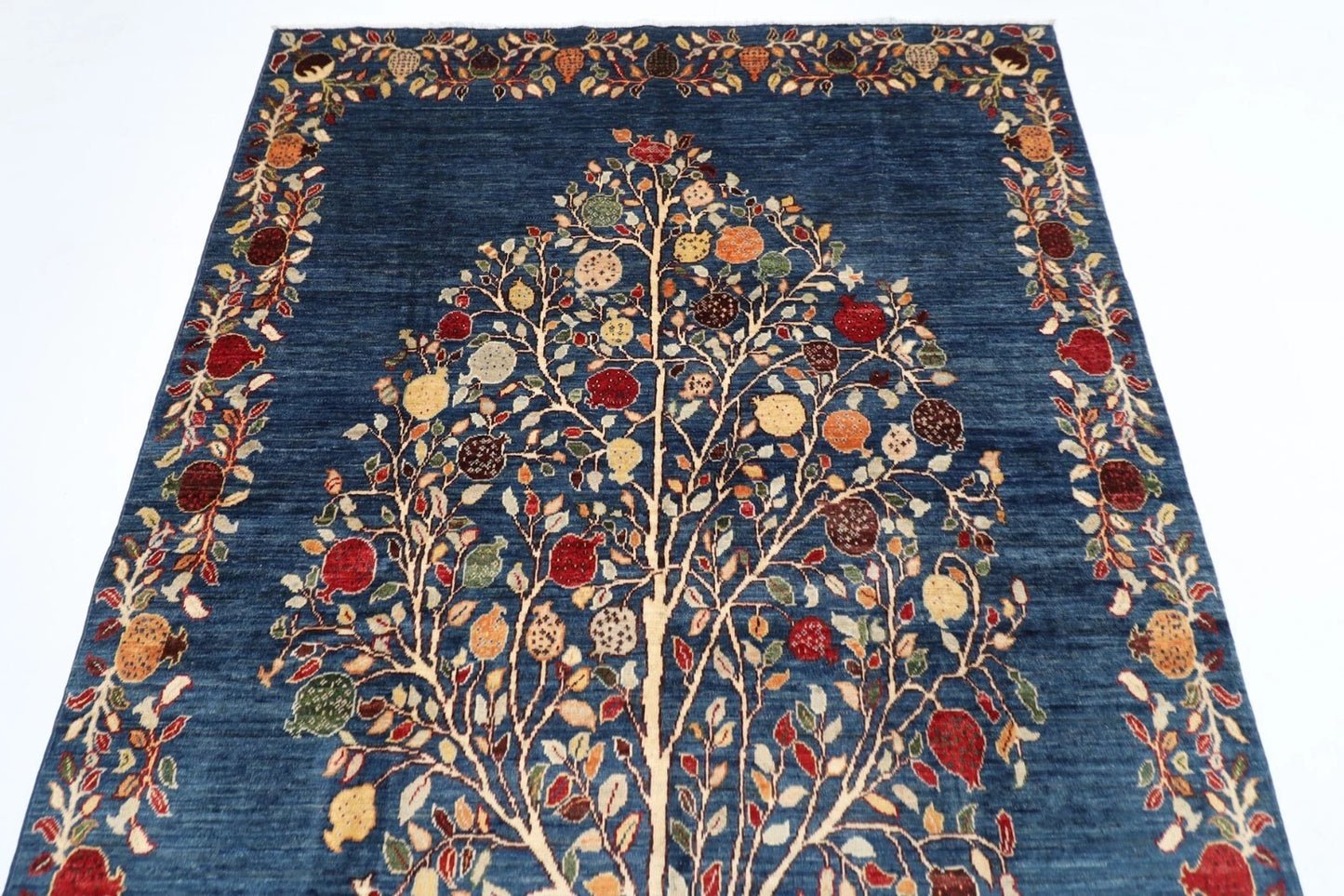 171 x 242 cm | Pomegranate Afghan Tribal Hand Knotted Veg Dye Wool Carpet