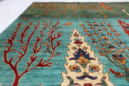 252 x 299 cm | Tree Afghan Tribal Hand Knotted Carpet