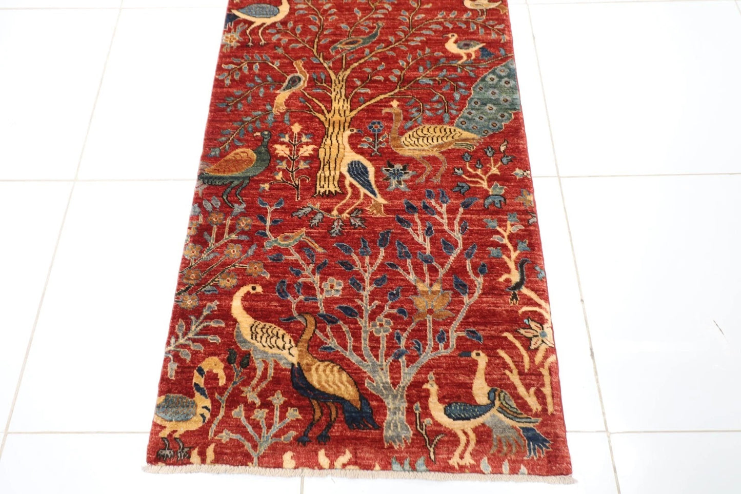 81 x 385 cm | Birds Afghan Tribal Hand Knotted Wool Runner