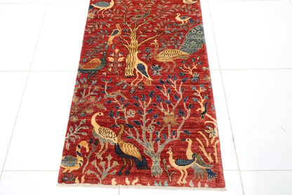 81 x 385 cm | Birds Afghan Tribal Hand Knotted Wool Runner