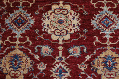 178 x 260 cm | Kazak Red Afghan Tribal Hand Knotted Veg Dye Wool Carpet
