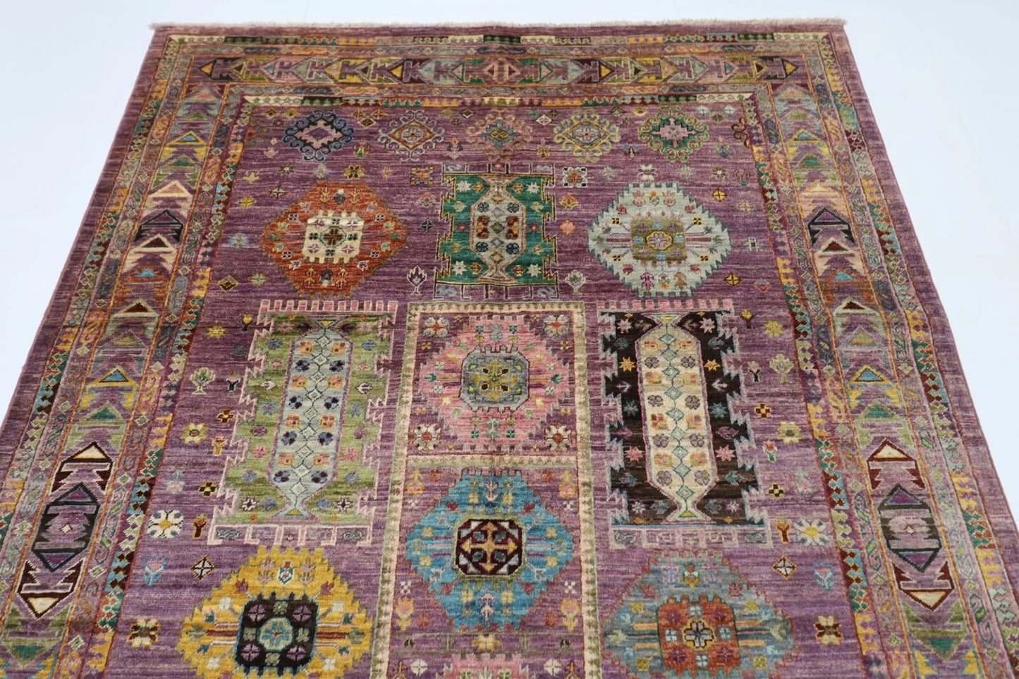 168 x 252 cm | Waziri Pink Afghan Tribal Hand Knotted Veg Dye Wool Carpet