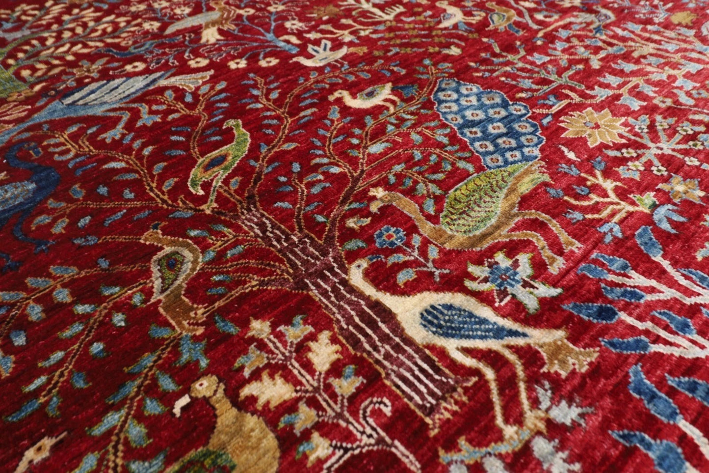 248 x 308 cm | Birds Afghan Tribal Hand Knotted Carpet