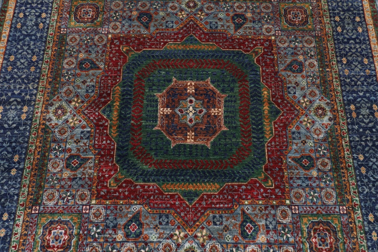 174 x 246 cm | Mamluk Afghan Tribal Hand Knotted Veg Dye Wool Carpet