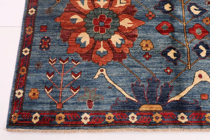 178 x 270 cm | Sozani Floral Blue Afghan Tribal Hand Knotted Veg Dye Wool Carpet