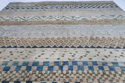 187 x 257 cm | Gabbeh Blue Afghan Tribal Hand Knotted Veg Dye Wool Carpet