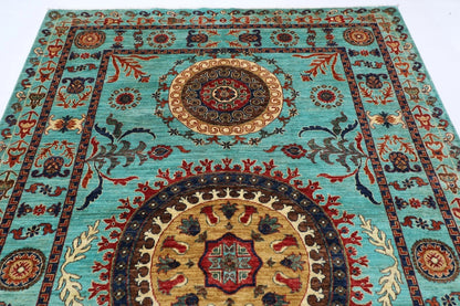 200 x 294 cm | Suzani Turquoise Afghan Tribal Hand Knotted Carpet
