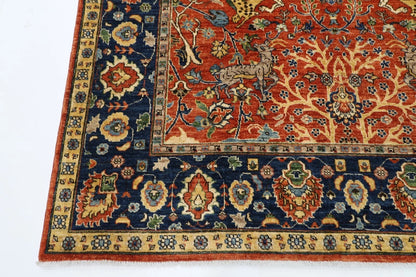 197 x 298 cm | Orange Afghan Tribal Hand Knotted Carpet