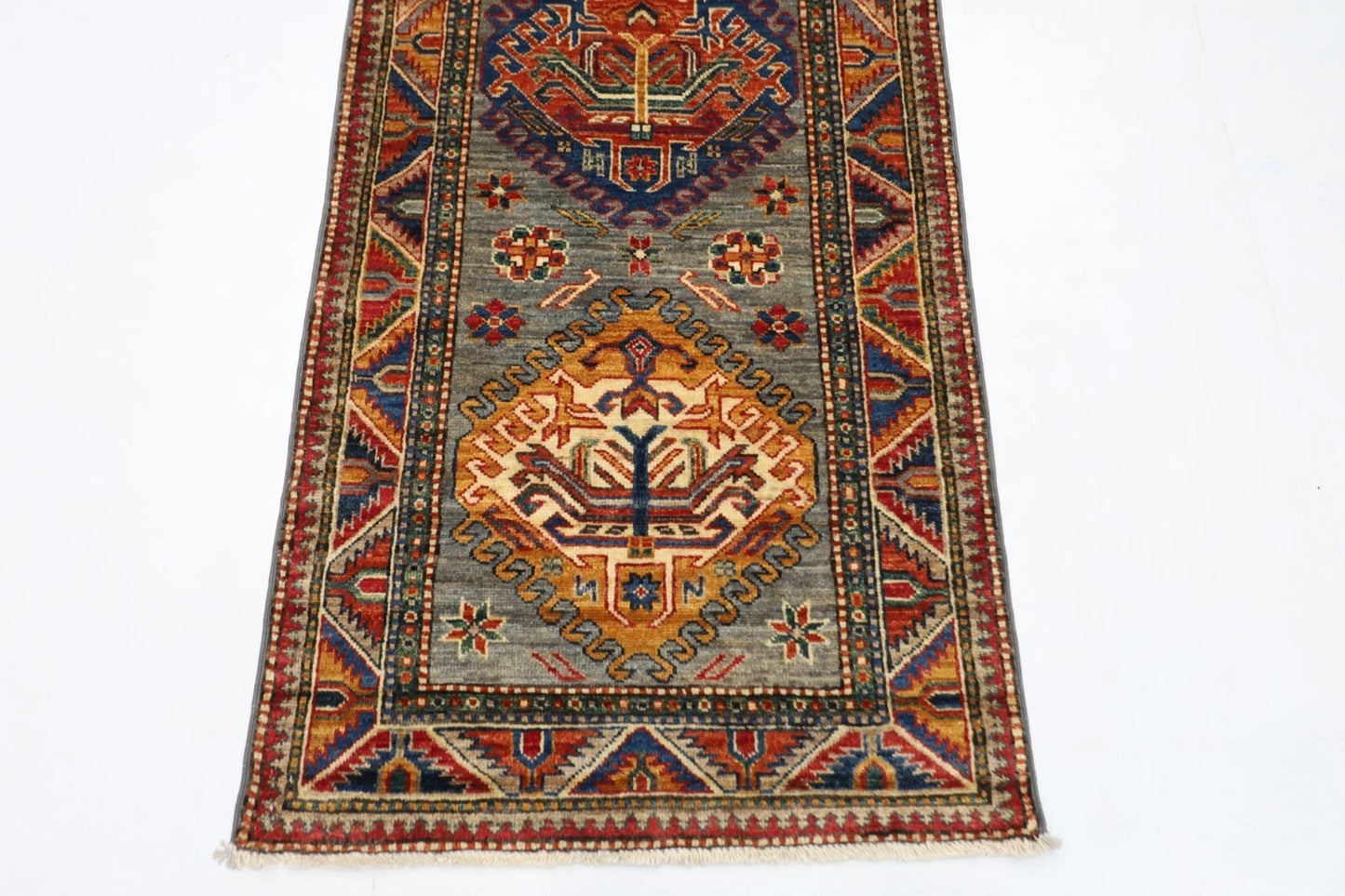 76 x 230 cm | Kazak Afghan Tribal Hand Knotted Wool Runner