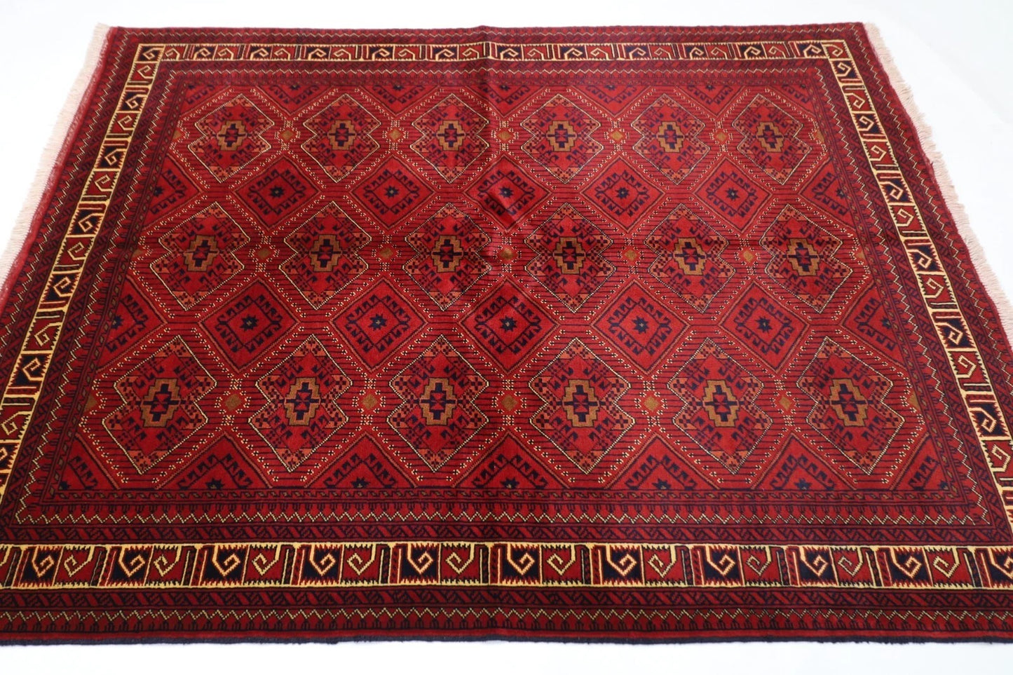 151 x 197 cm | Afghan Tribal Hand Knotted Veg Dye Wool Carpet