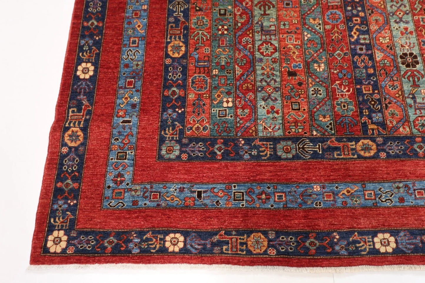 245 x 288 cm | Shawl Afghan Tribal Hand Knotted Carpet