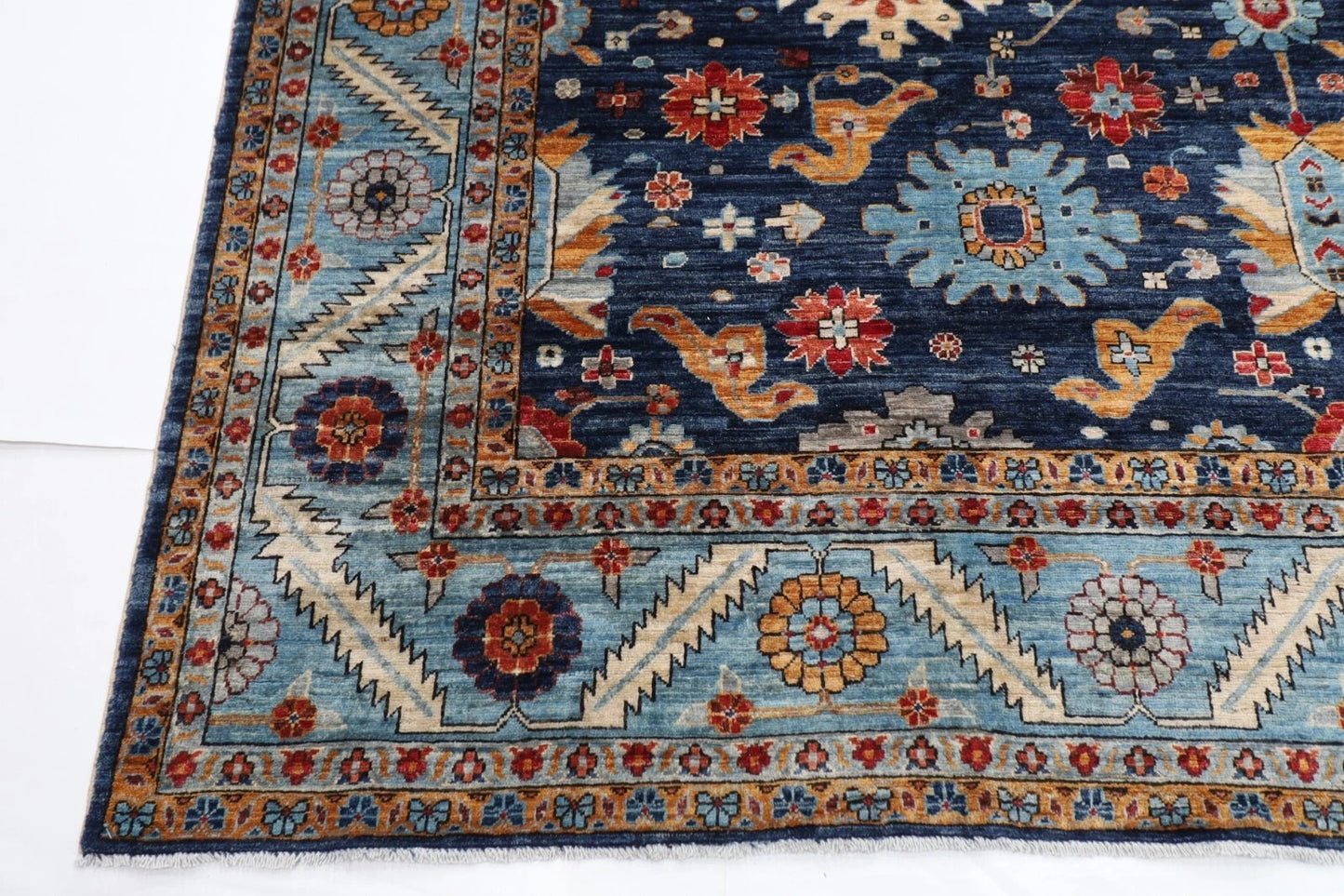 297 x 425 cm | Aryana Navy Afghan Hand Knotted Carpet