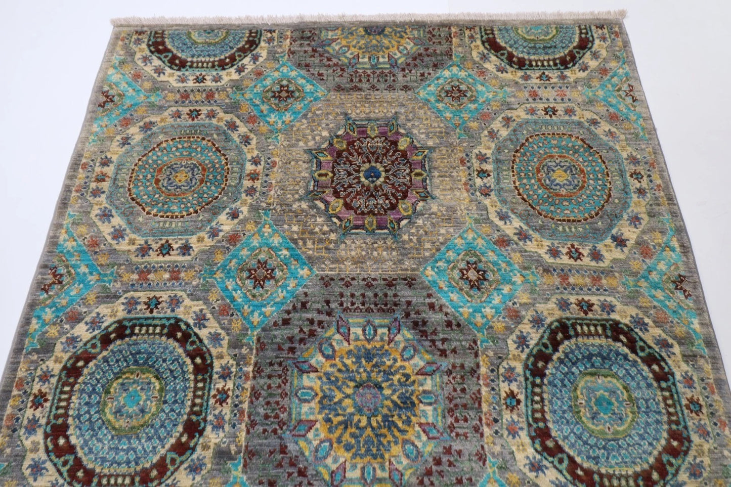 143 x 198 cm | Mamluk Afghan Tribal Hand Knotted Veg Dye Wool Carpet